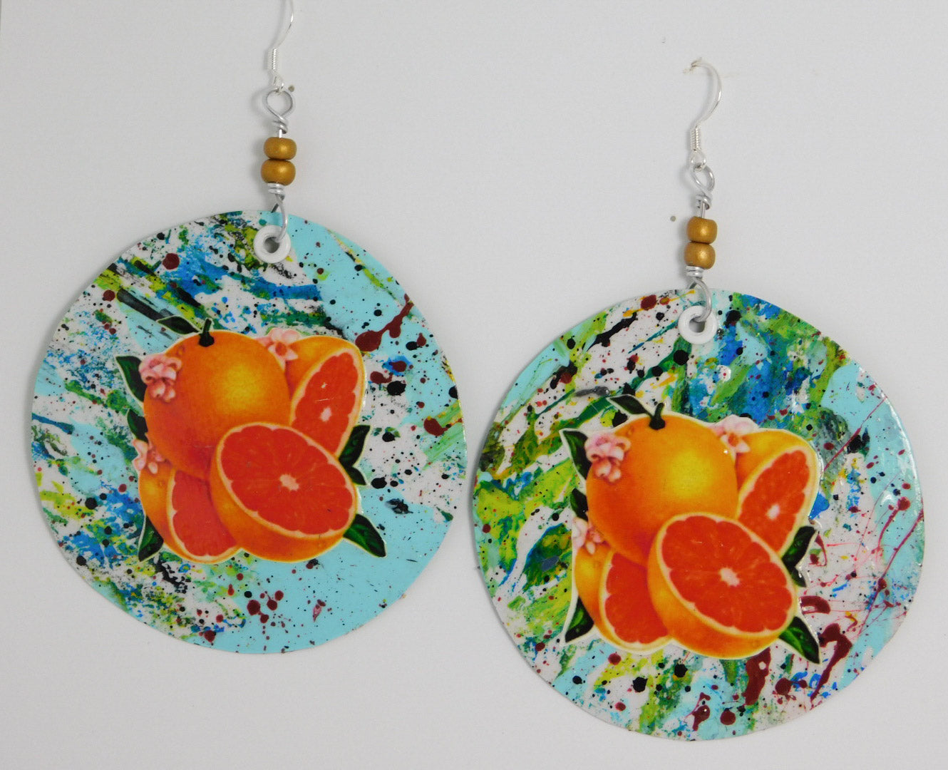 Orange paper earrings