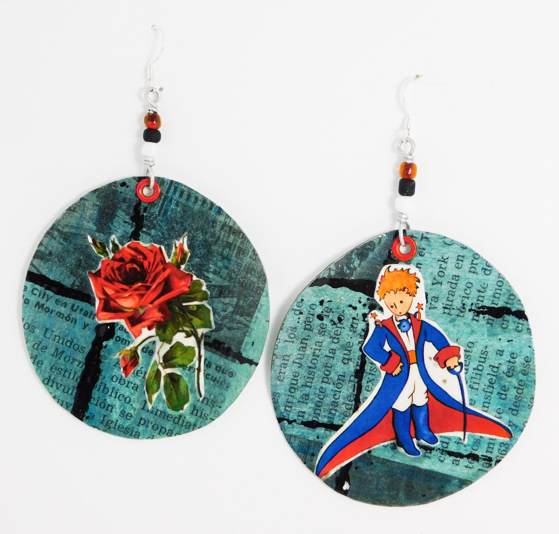 The Rose and the Litle Prince. paper earrings